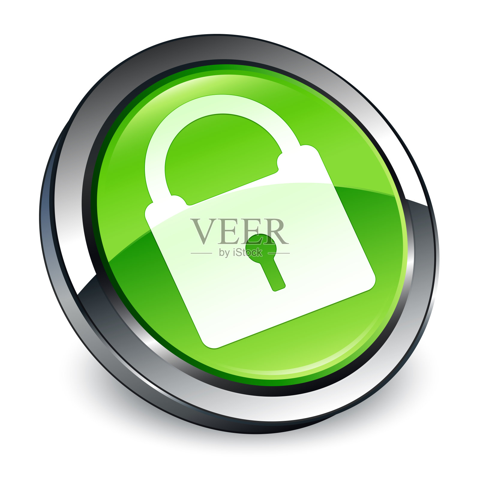 挂锁图标3d绿色圆形按钮设计元素图片