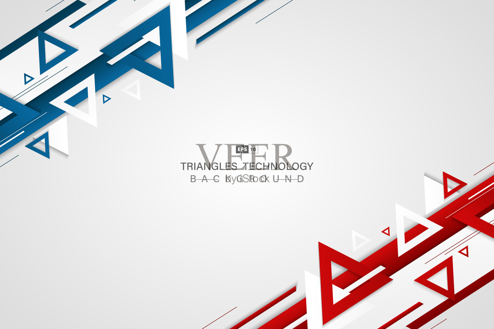 摘要蓝红技术色彩的三角形概念模板设计。插图矢量eps10插画图片素材