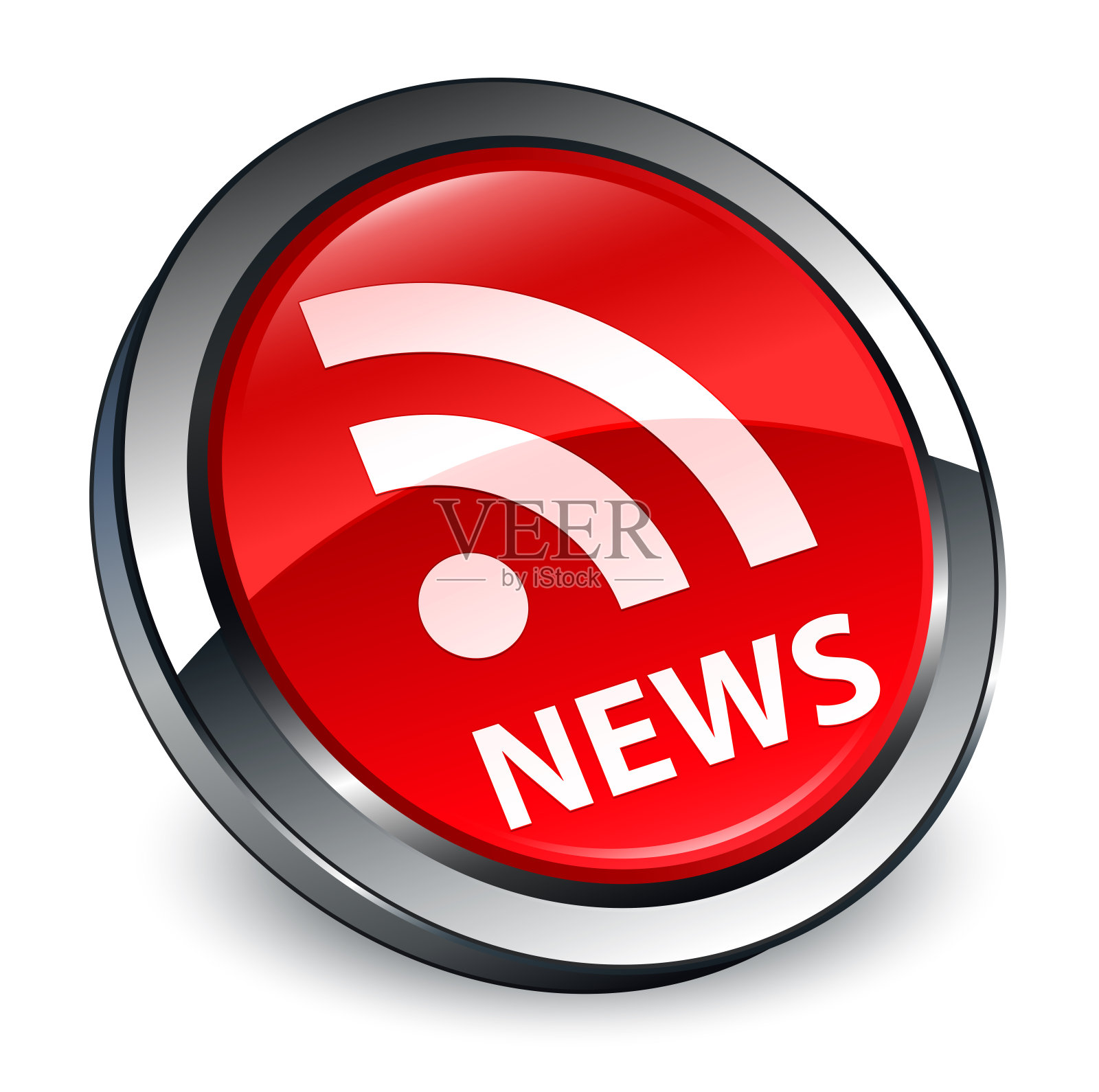 新闻(RSS图标)3d红色圆形按钮插画图片素材