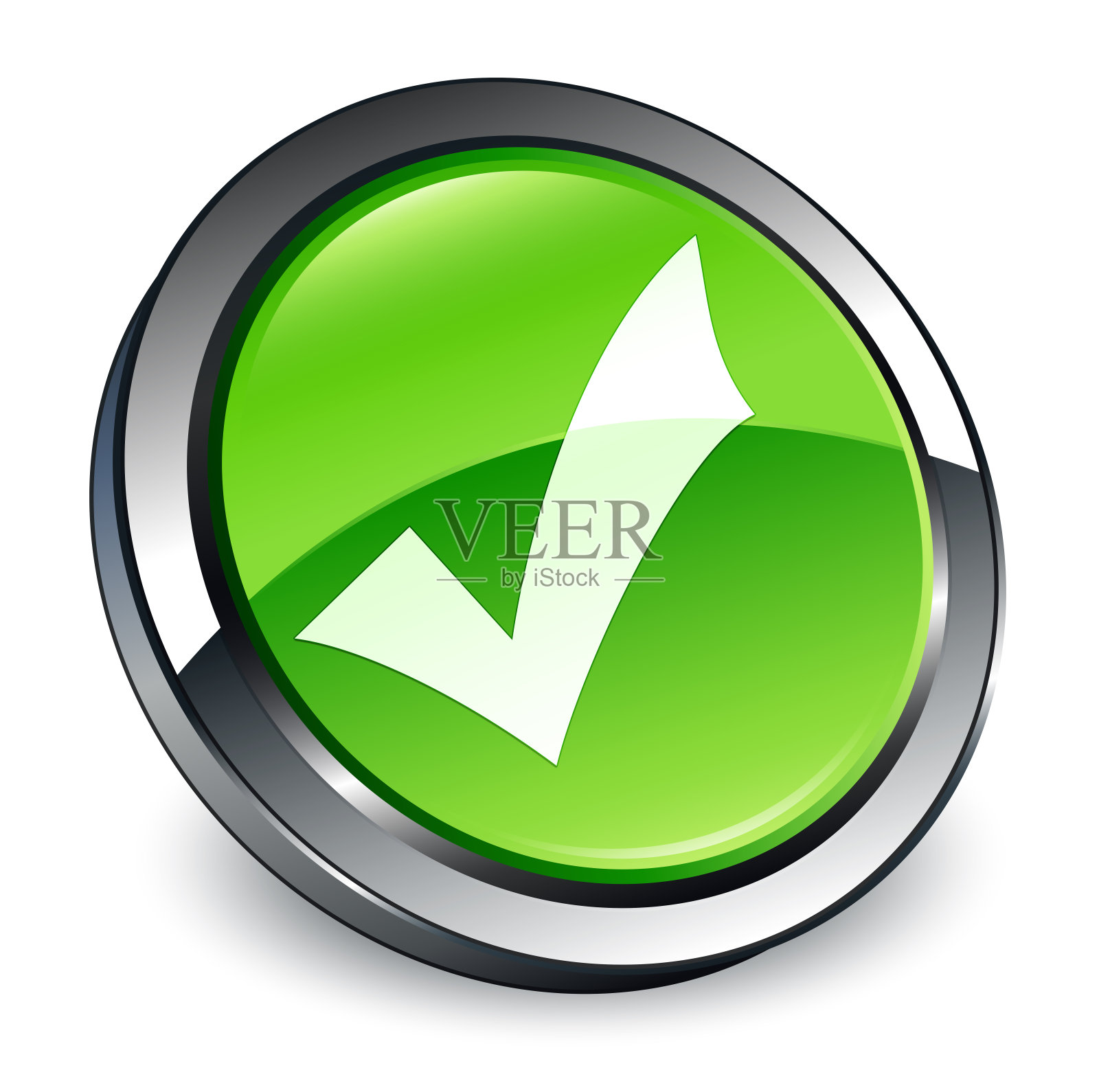 验证图标3d绿色圆形按钮设计元素图片