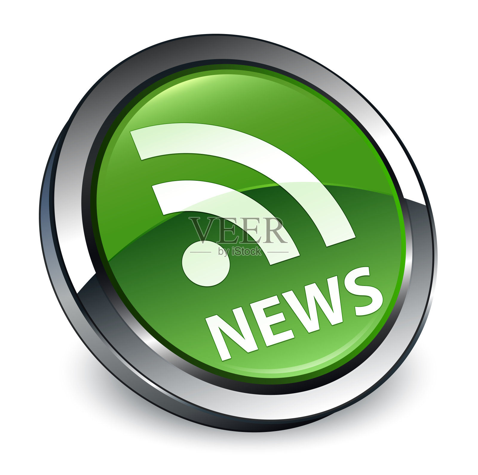 新闻(RSS图标)3d软绿色圆形按钮插画图片素材