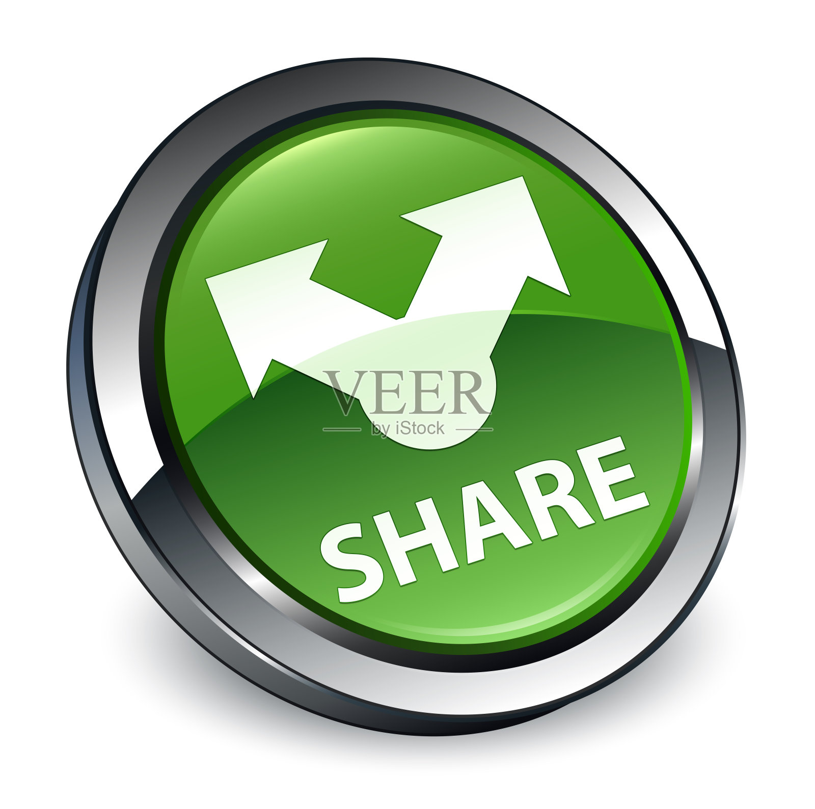 共享3d软绿色圆形按钮插画图片素材