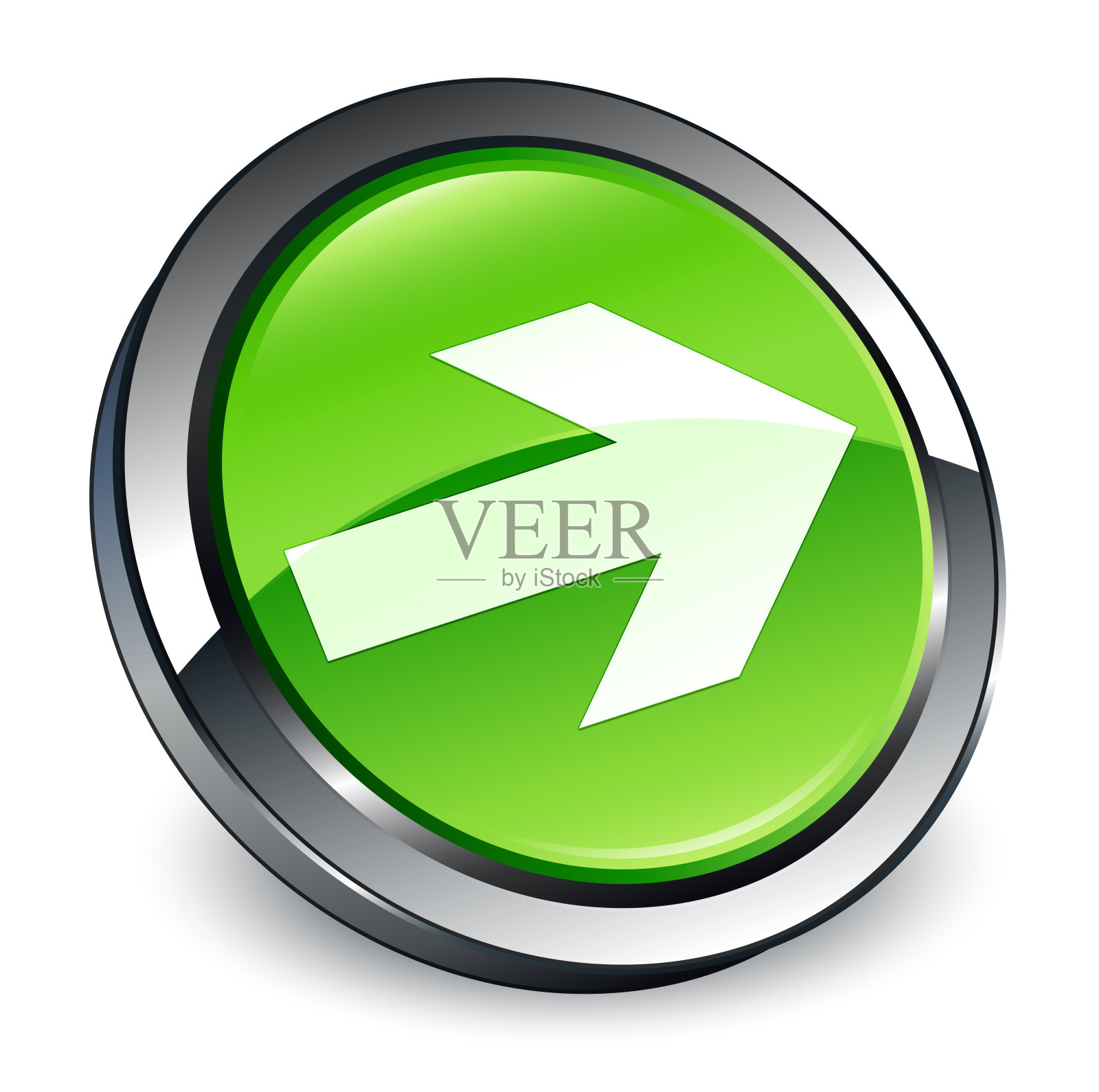 下一个箭头图标3d绿色圆形按钮图标素材