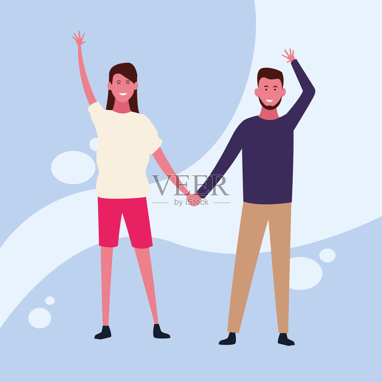 跳舞情侣化身插画图片素材