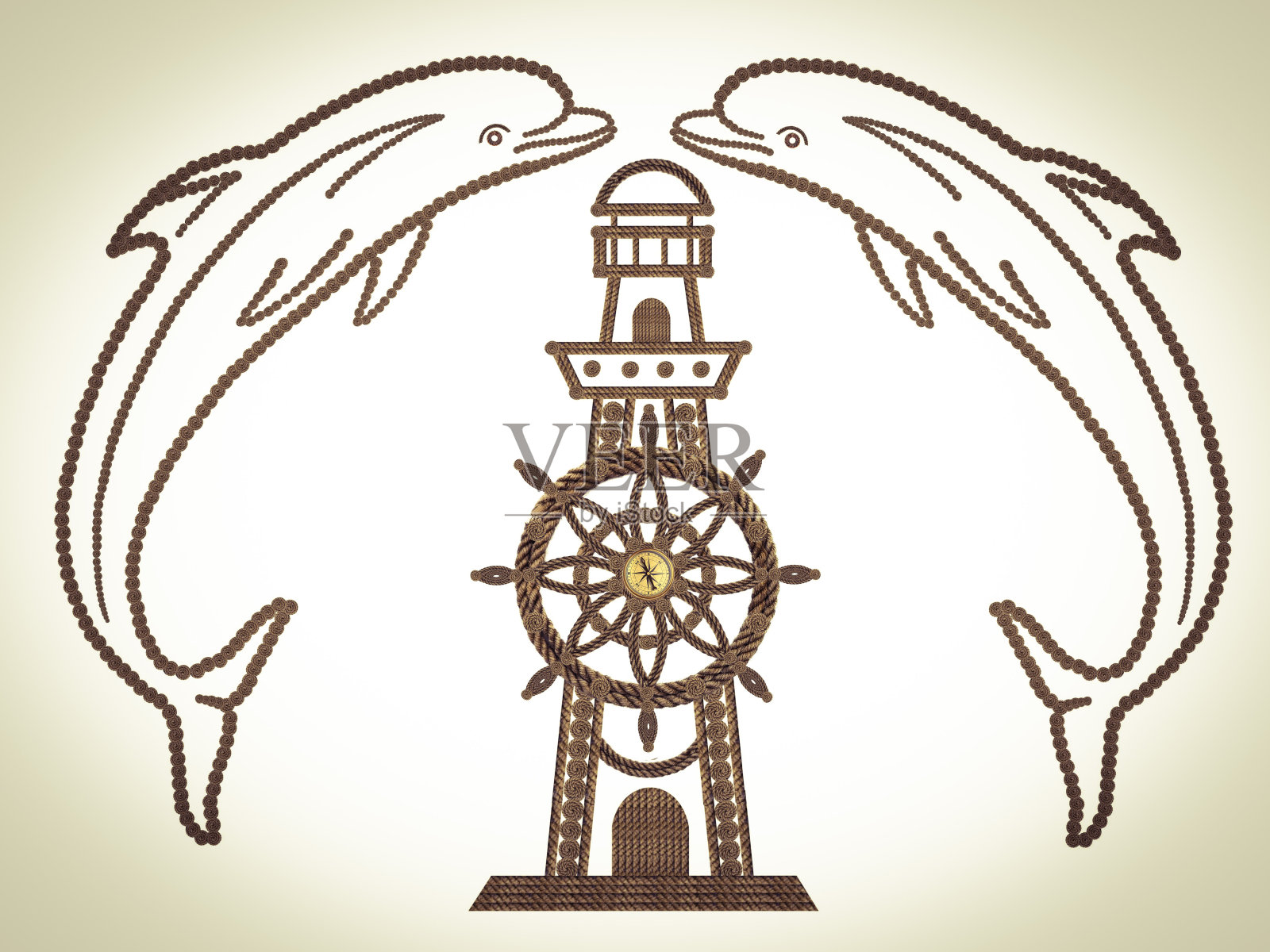 用旧绳索做成的船和灯塔设计元素图片