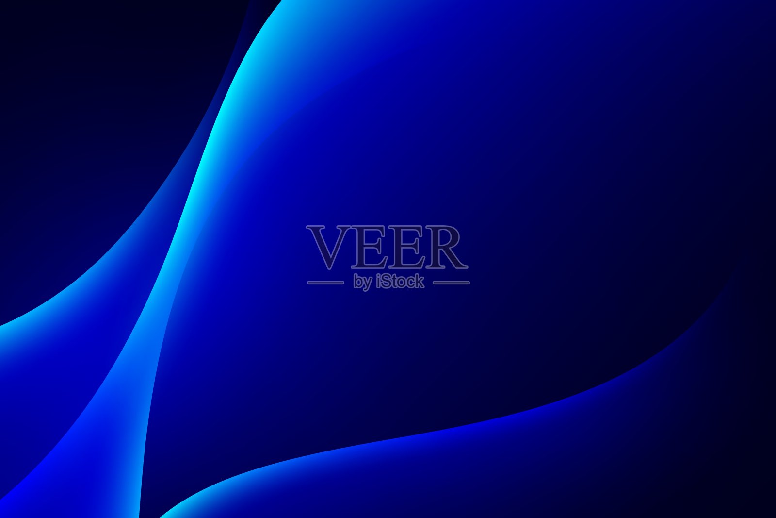 抽象的浅蓝色曲线在黑暗的背景。插画图片素材