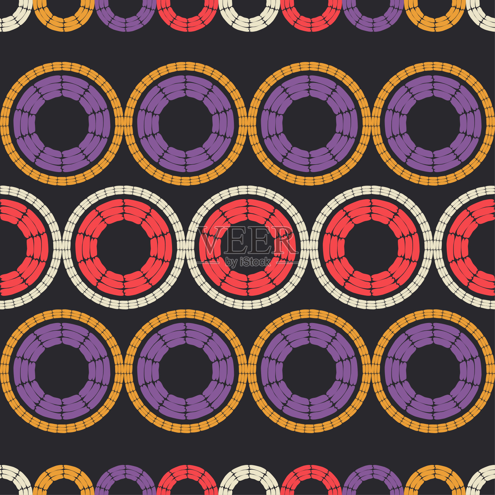 波点无缝图案。民族人物的马赛克。图案纹理。插画图片素材