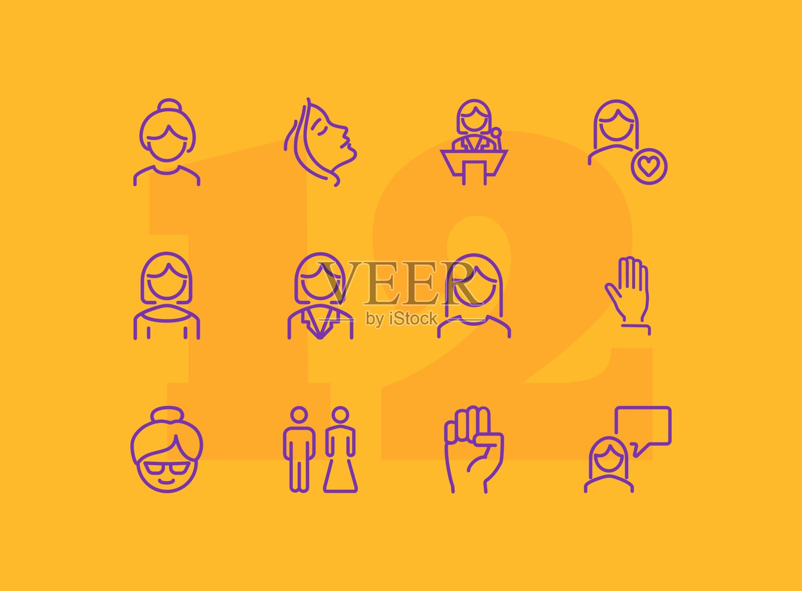 女性权利线图标集图标素材