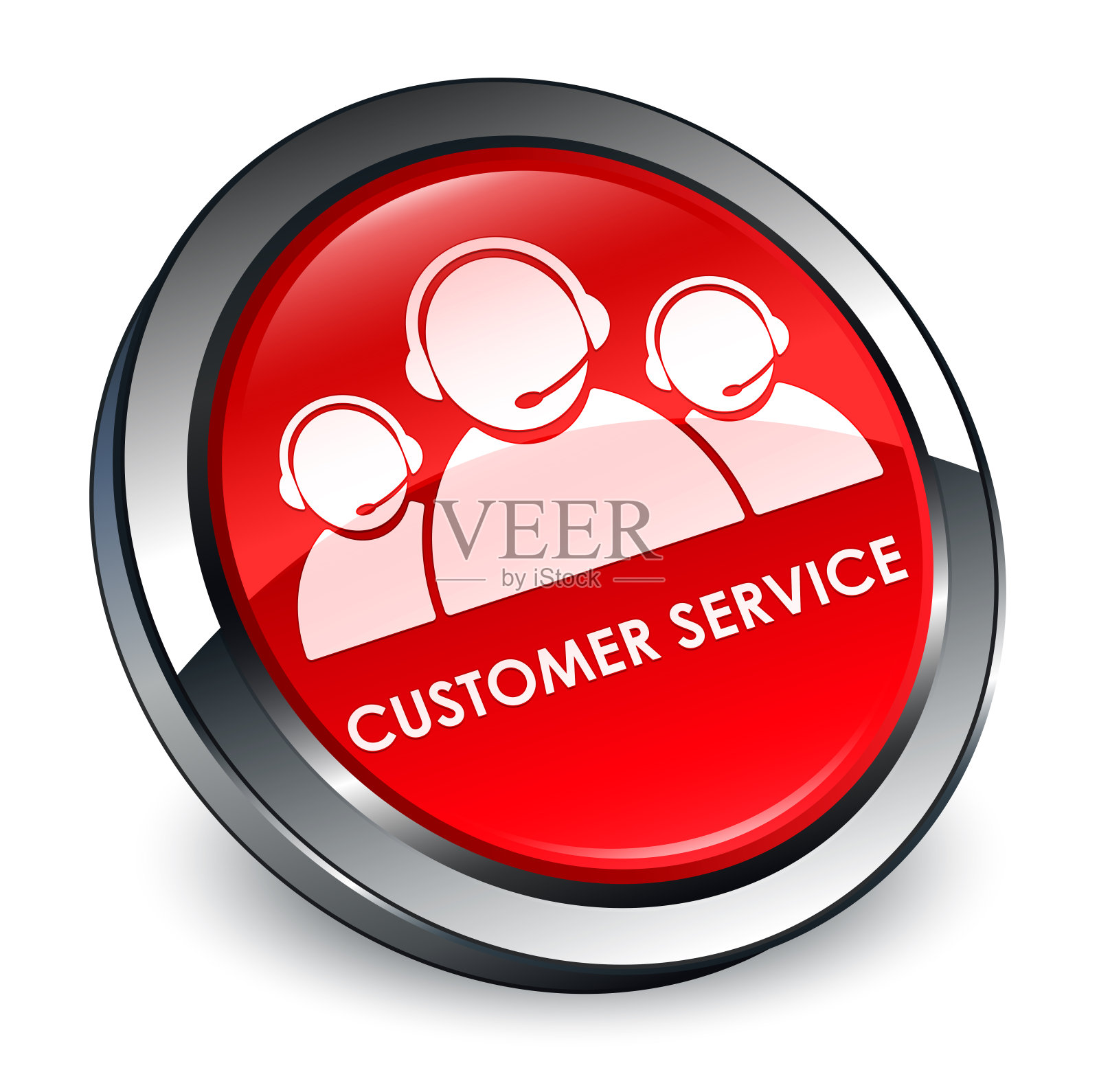 客服(团队图标)3d红色圆形按钮插画图片素材