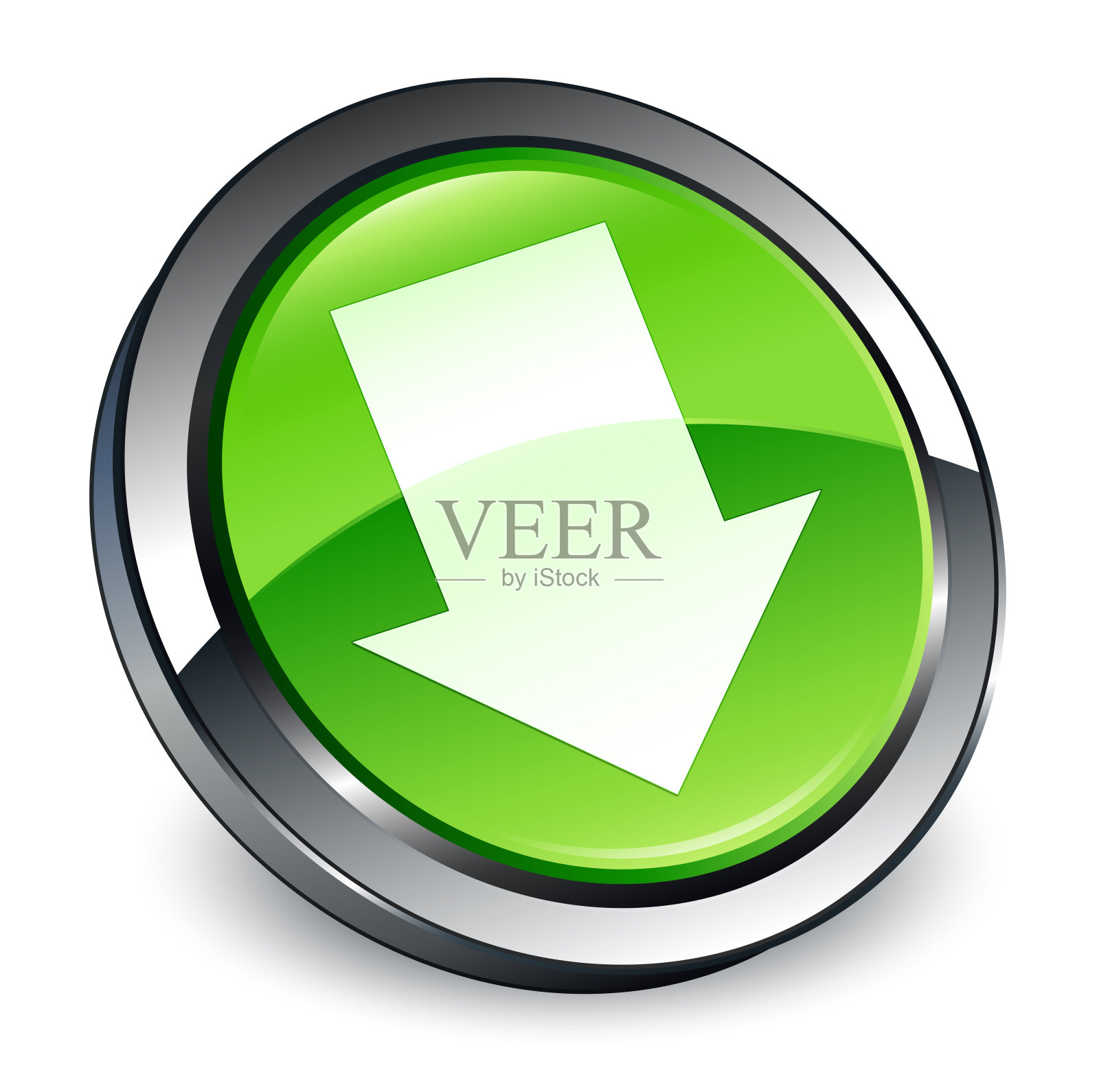 下载箭头图标3d绿色圆形按钮设计元素图片