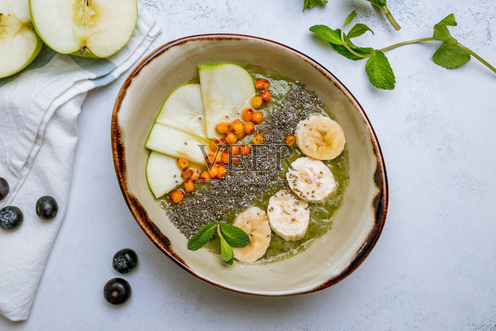 绿苹果奶昔碗照片摄影图片