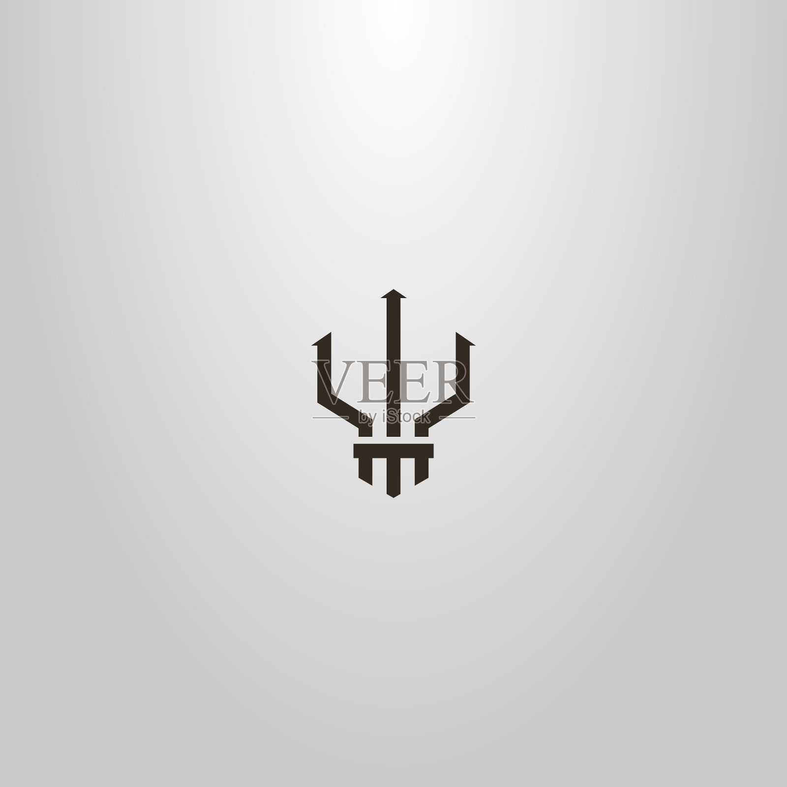 简单的线条艺术几何矢量轮廓符号波塞冬三叉戟插画图片素材