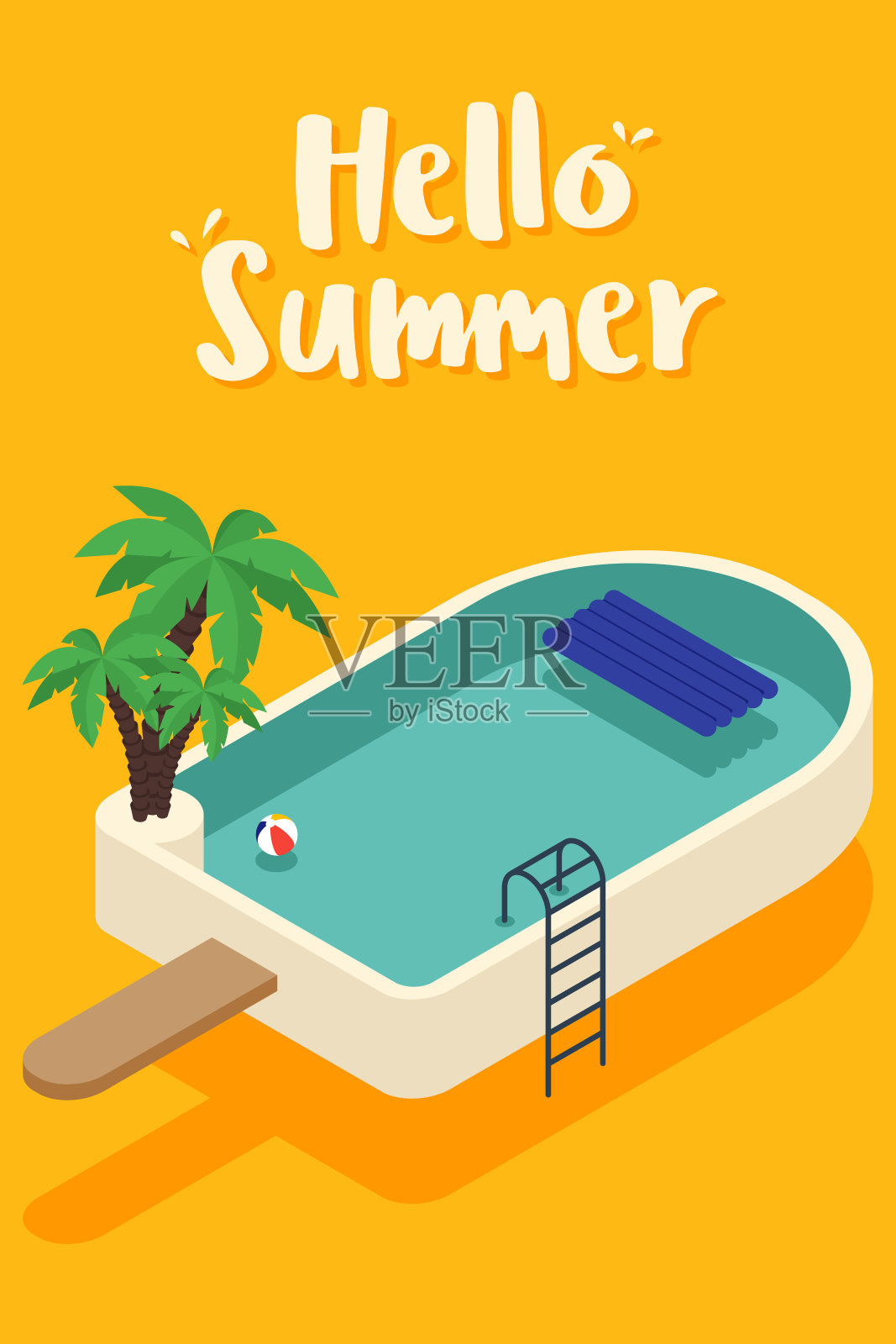 夏日时光和快乐假期海报模板背景插画图片素材