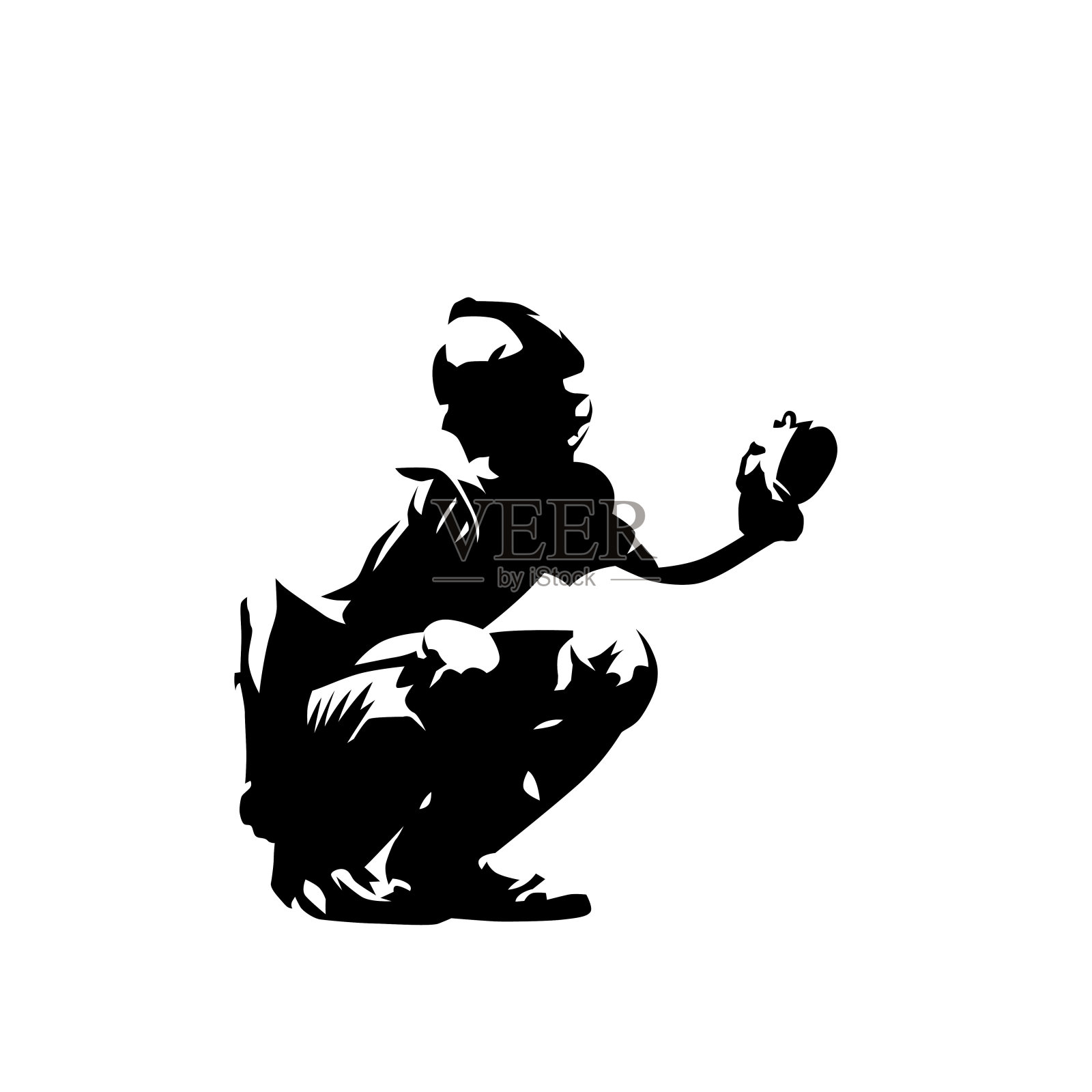 棒球接球手，墨水画。孤立的矢量剪影的棒球运动员设计元素图片