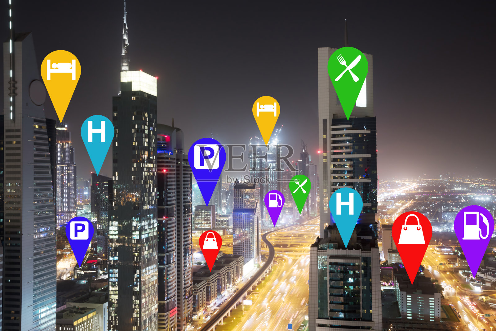 谢赫扎耶德路夜景照片摄影图片