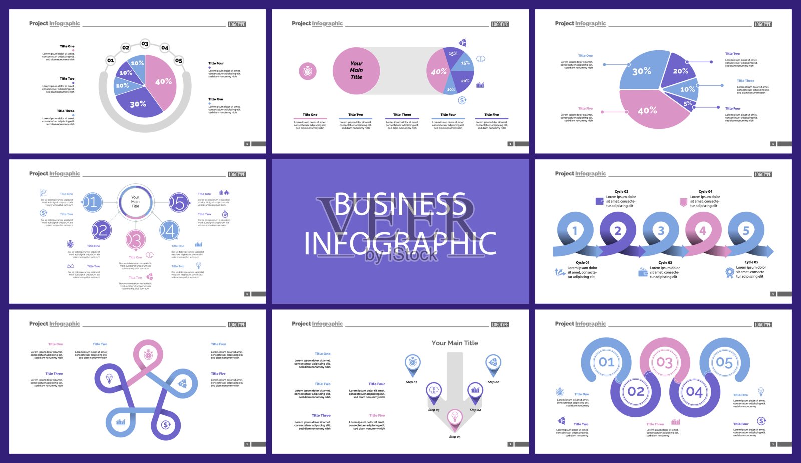 一套金融或投资概念资讯图表(2)插画图片素材
