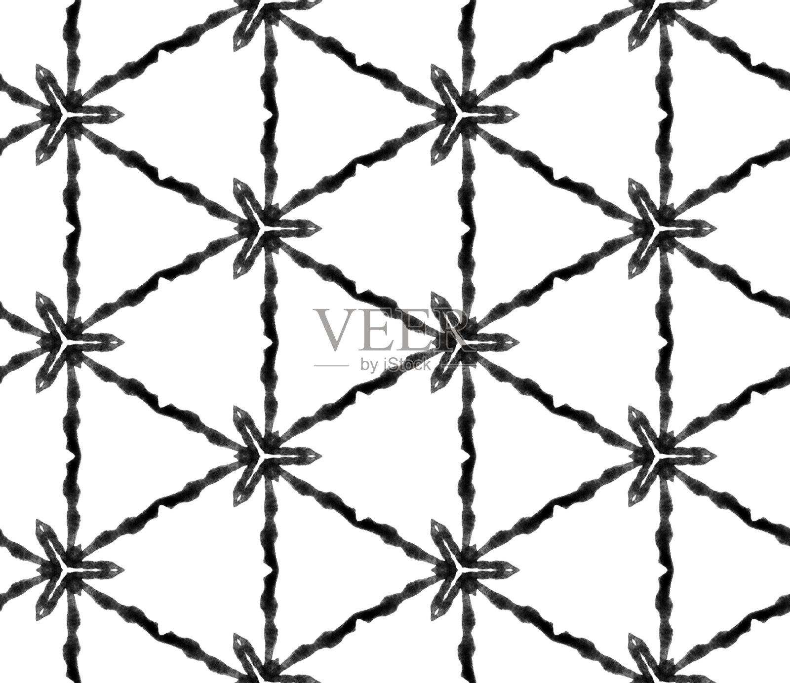 黑白几何叶无缝图案插画图片素材