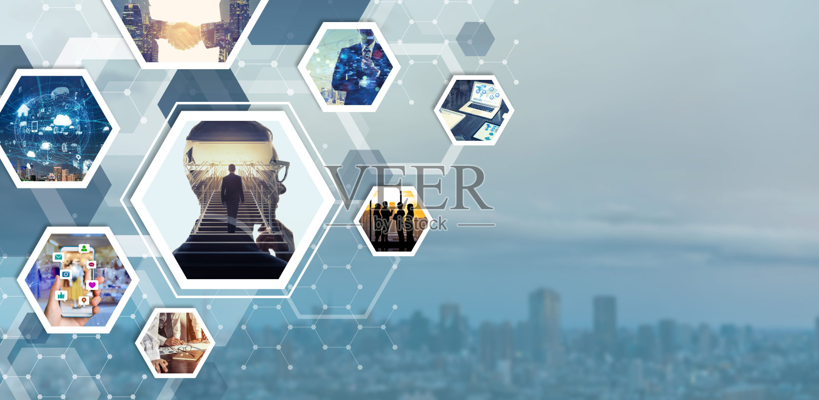 商业和沟通的概念。广告横幅设计模板。照片摄影图片