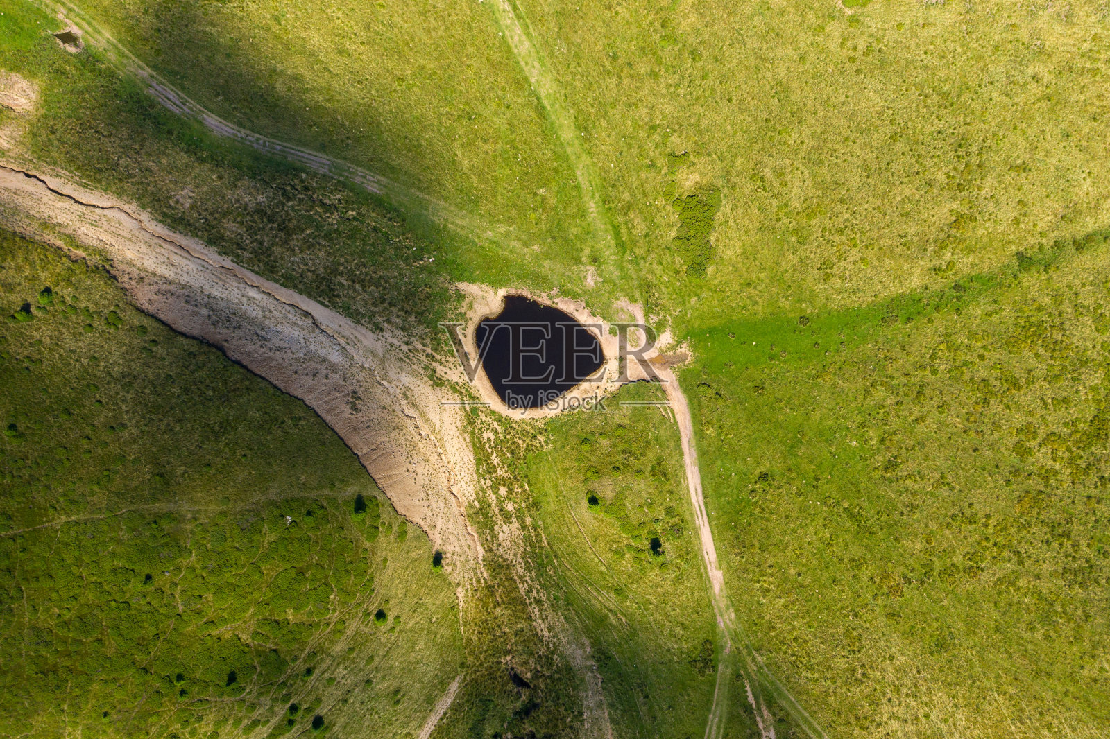 鸟瞰图的一个池塘照片摄影图片