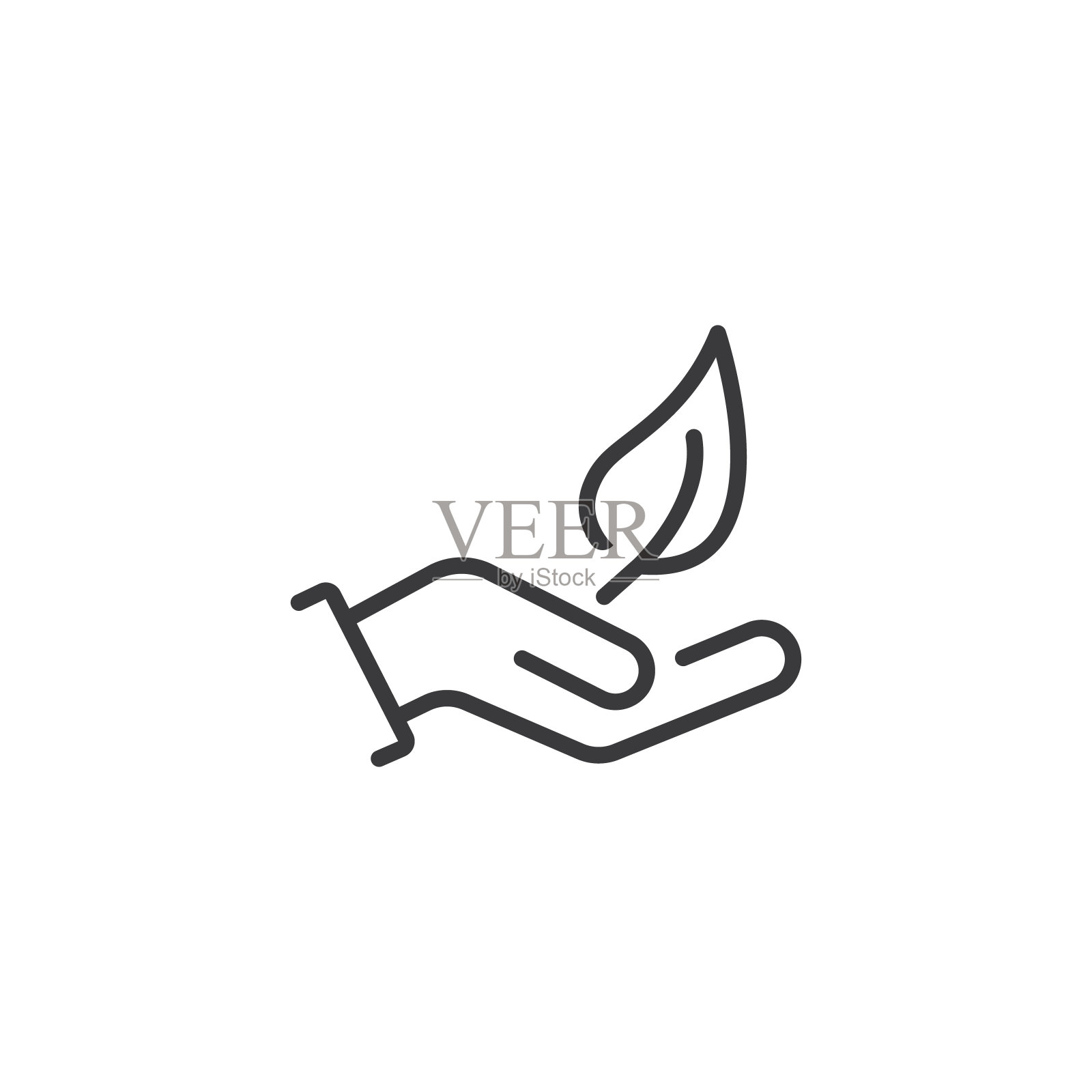 叶在手线图标-向量。设计元素图片