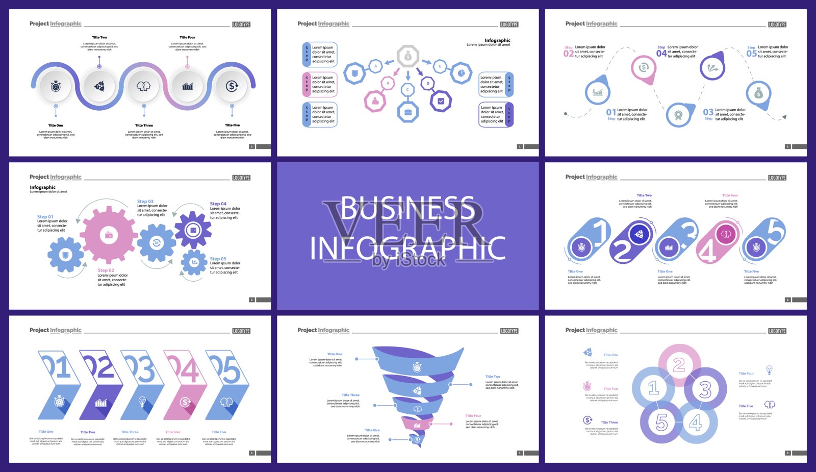 一套公司结构和工作流概念信息图表(2)插画图片素材