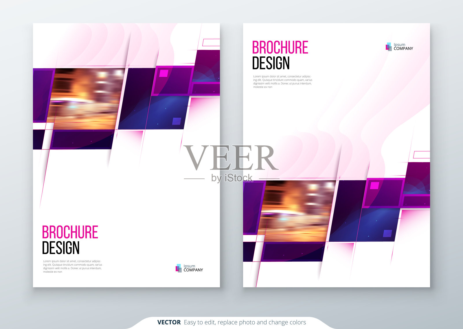 宣传册模板排版设计。公司年报，目录，杂志，传单模型。创意的现代明亮的概念，方形的形状设计模板素材