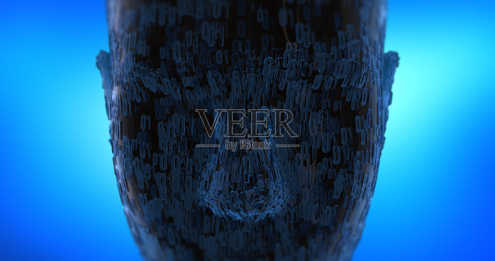 摘要仿生机器人头与数字- 3D渲染照片摄影图片