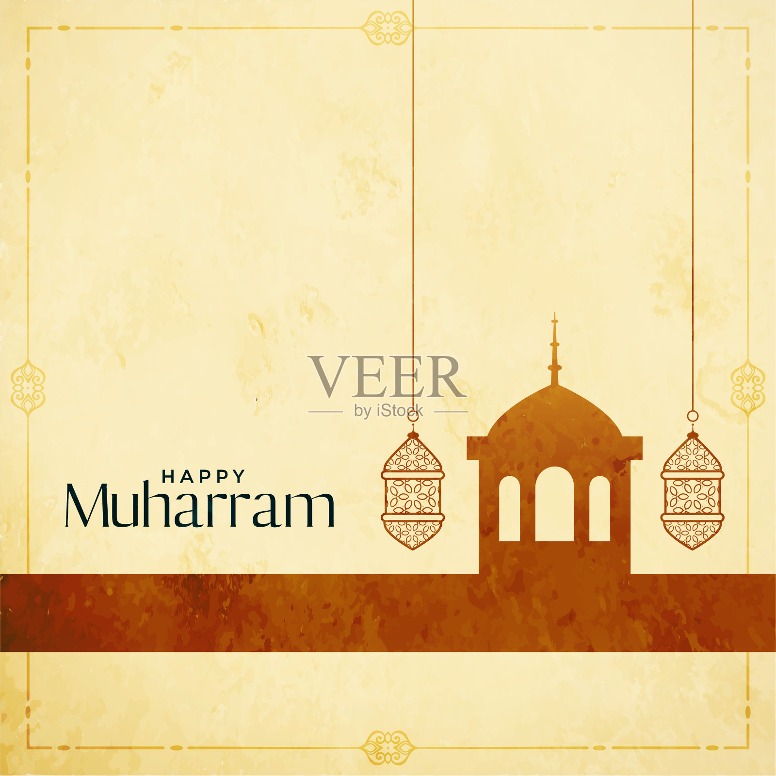 神圣节日的穆哈拉姆问候设计背景插画图片素材