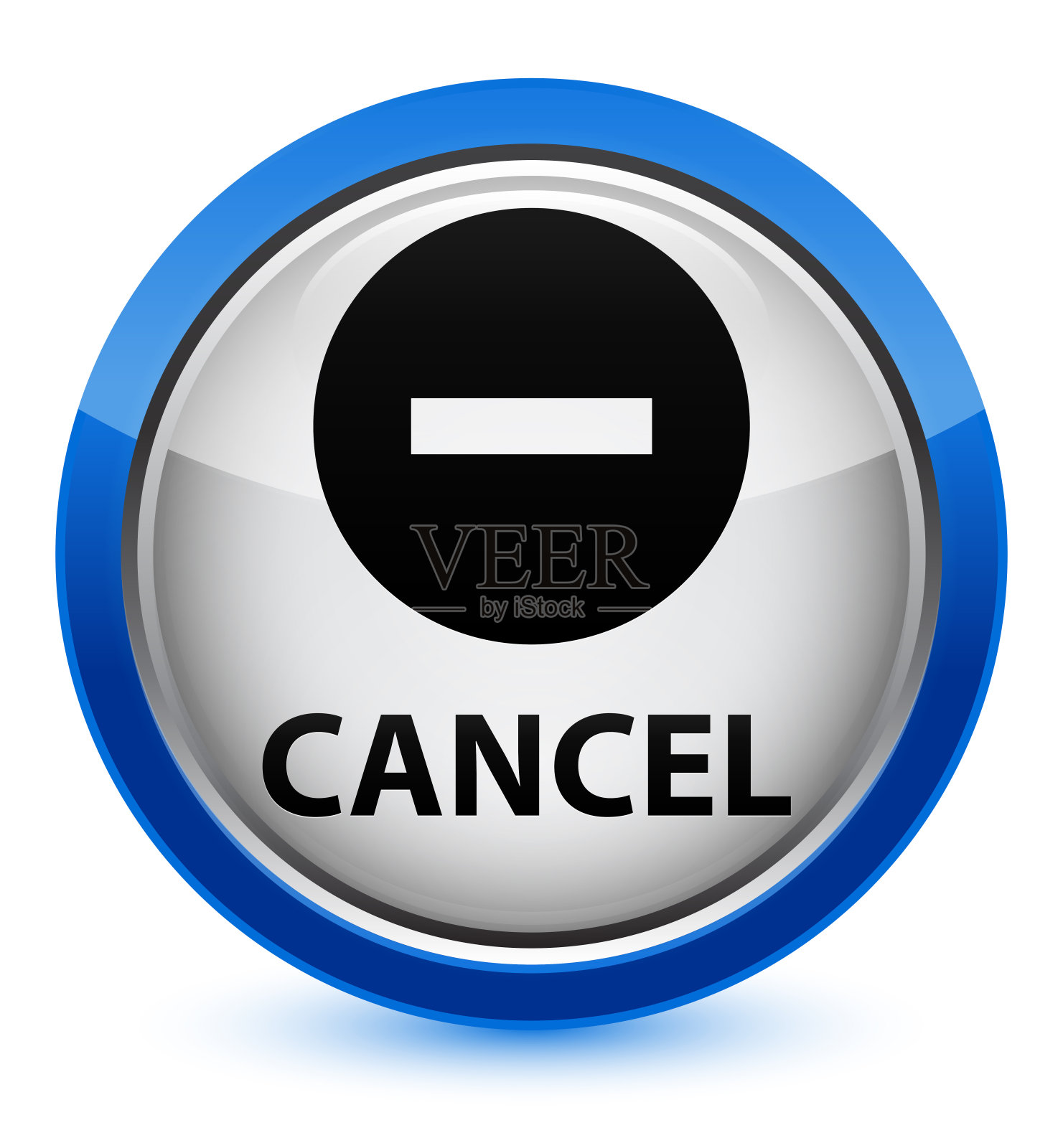 取消水晶蓝色的圆形按钮设计元素图片