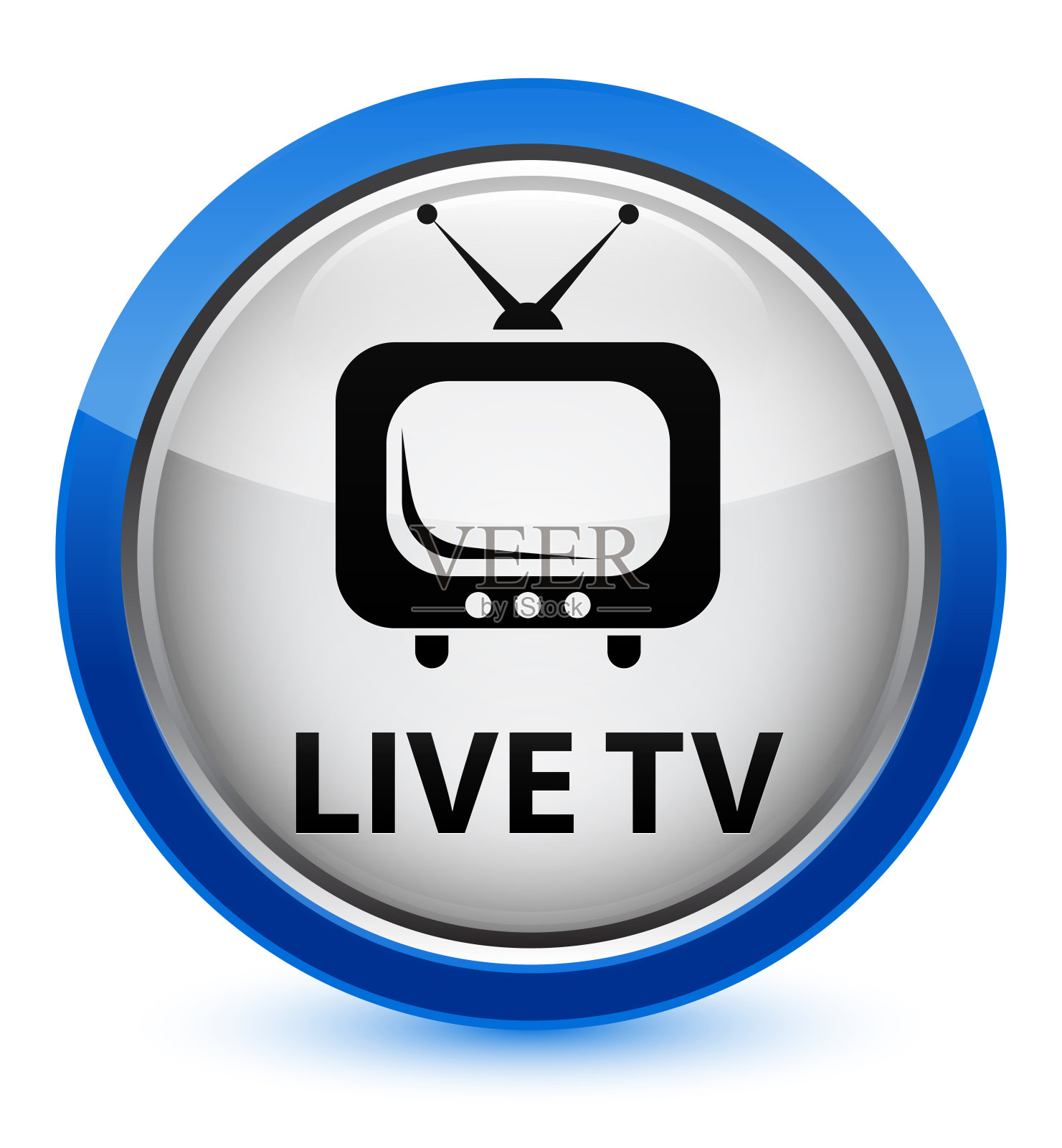 直播电视水晶蓝色圆形按钮插画图片素材