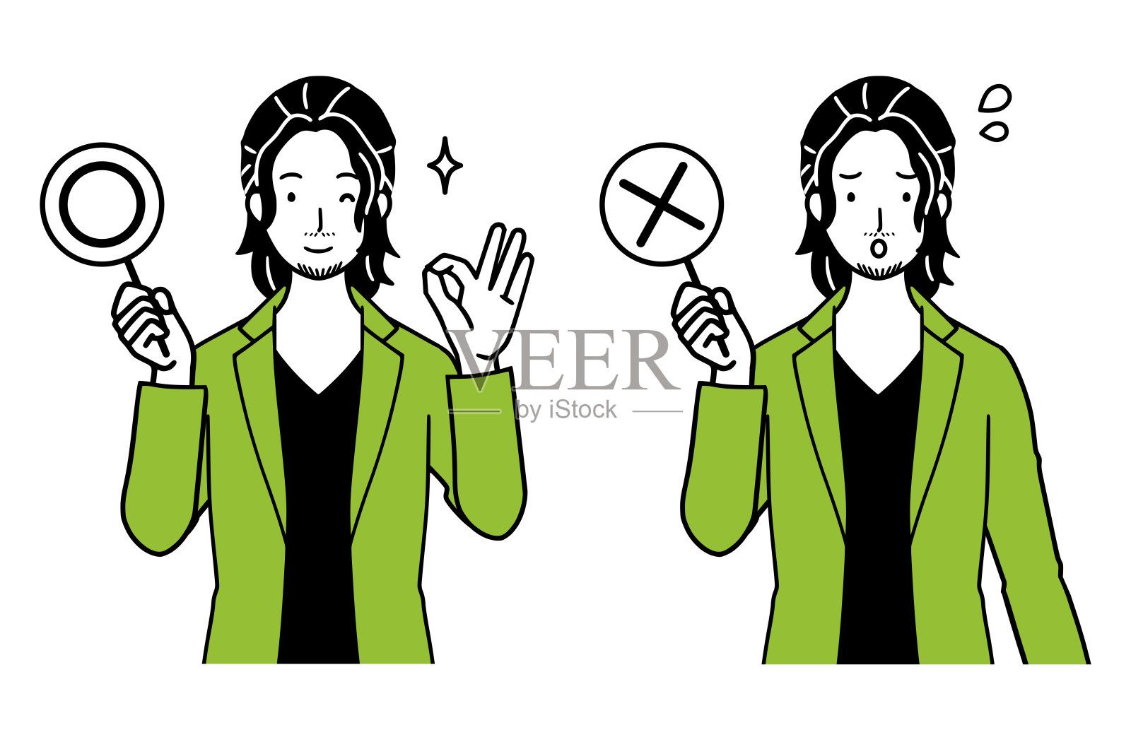 一套男人有成功也有失败。插画图片素材