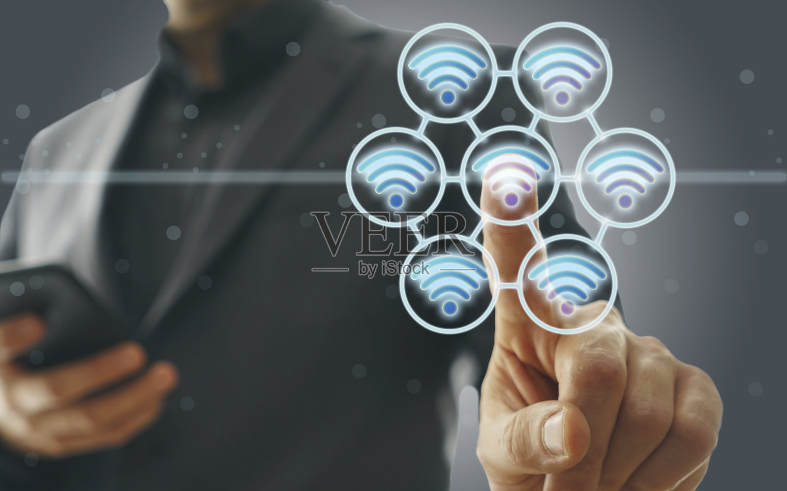 智慧城市与物联网。商业人士和技术概念照片摄影图片