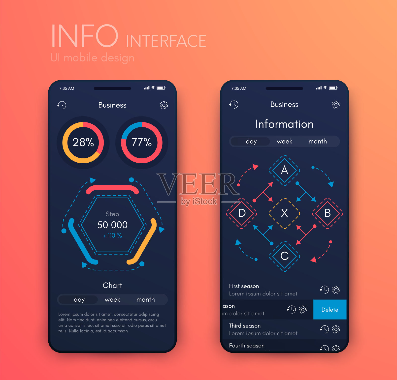 移动应用程序接口。Ui设计，股票向量插画图片素材