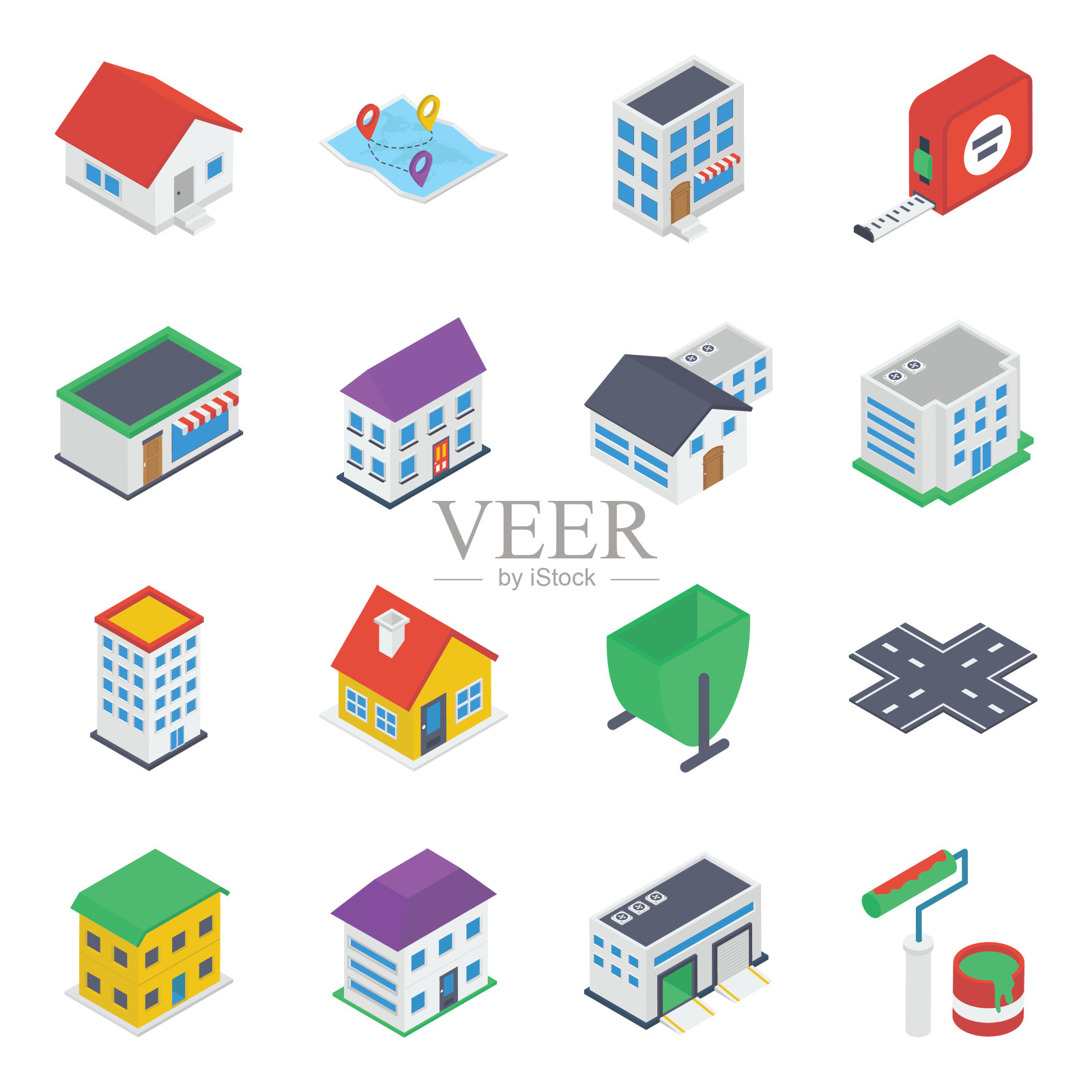 房地产等距图标包图标素材