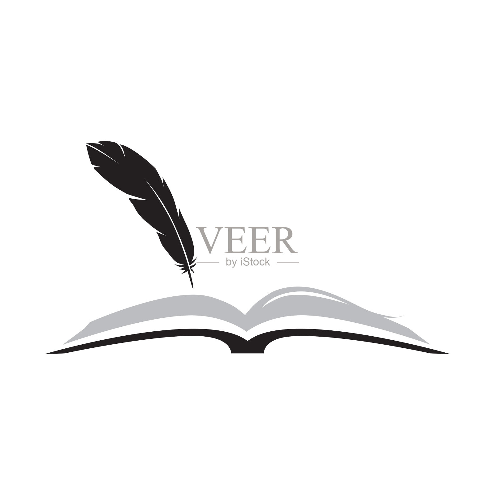 书和羽毛插画图片素材