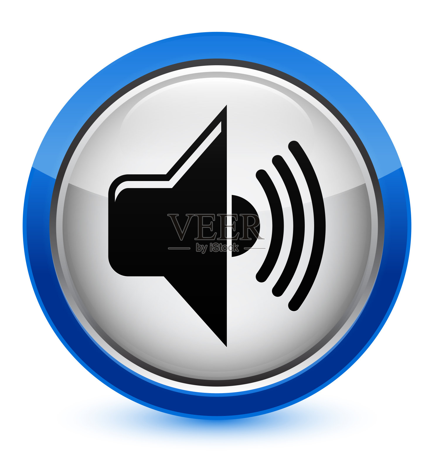 音量图标水晶蓝色圆形按钮插画图片素材