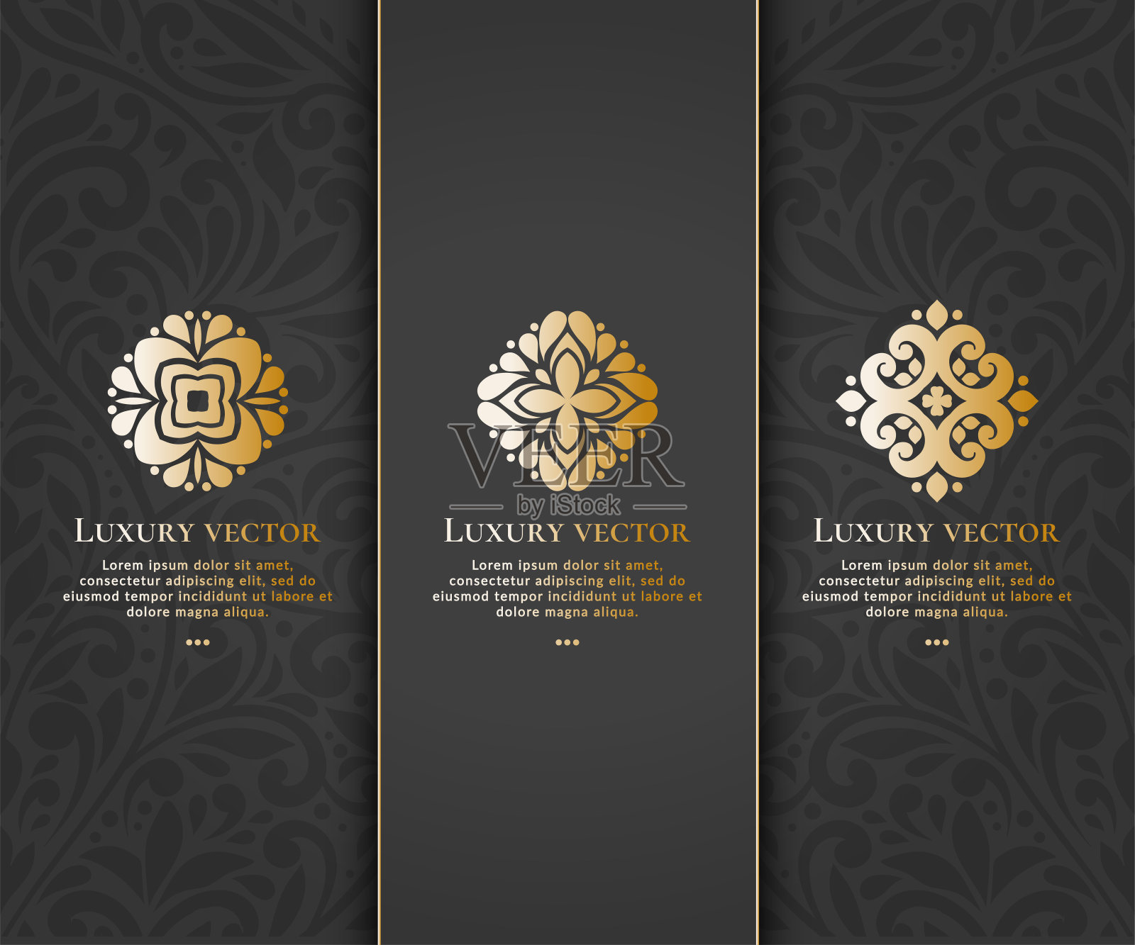 一组矢量标志。优雅,经典的元素。可用于珠宝、美容、时尚等行业。伟大的标志，字母，邀请，传单，菜单，小册子，背景，或任何理想的想法。插画图片素材