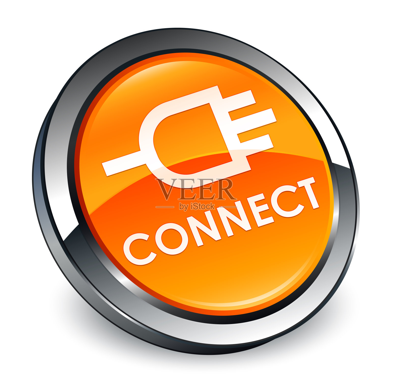 连接3d橙色圆形按钮设计元素图片