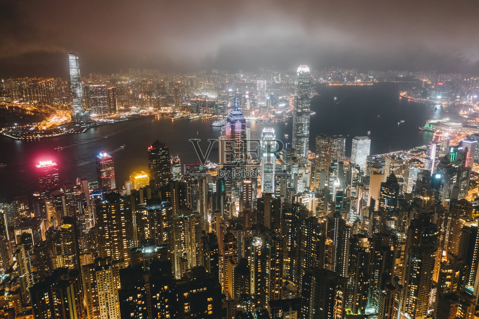 维多利亚港夜景照片摄影图片