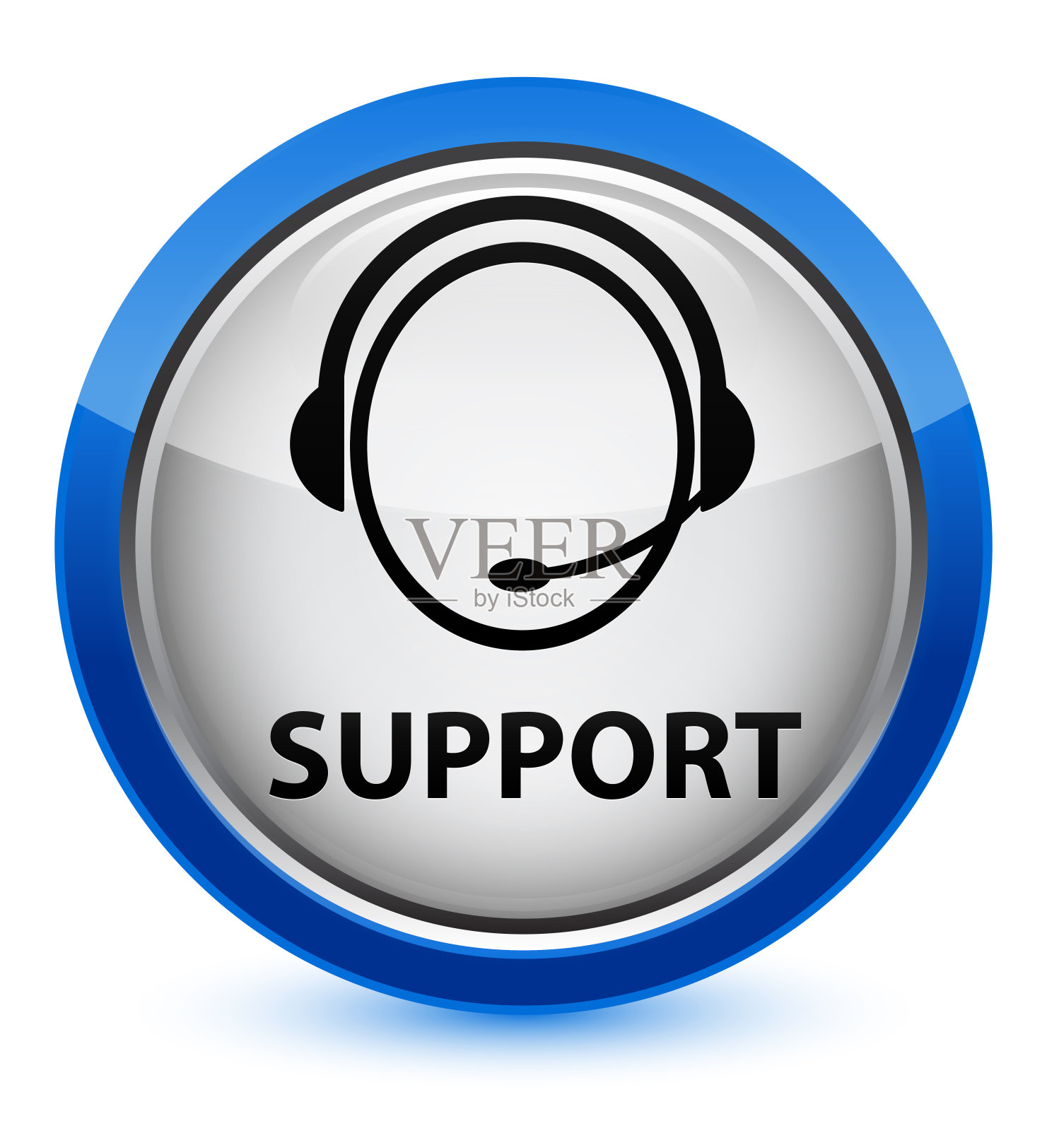 支持(客服图标)水晶蓝色圆形按钮插画图片素材