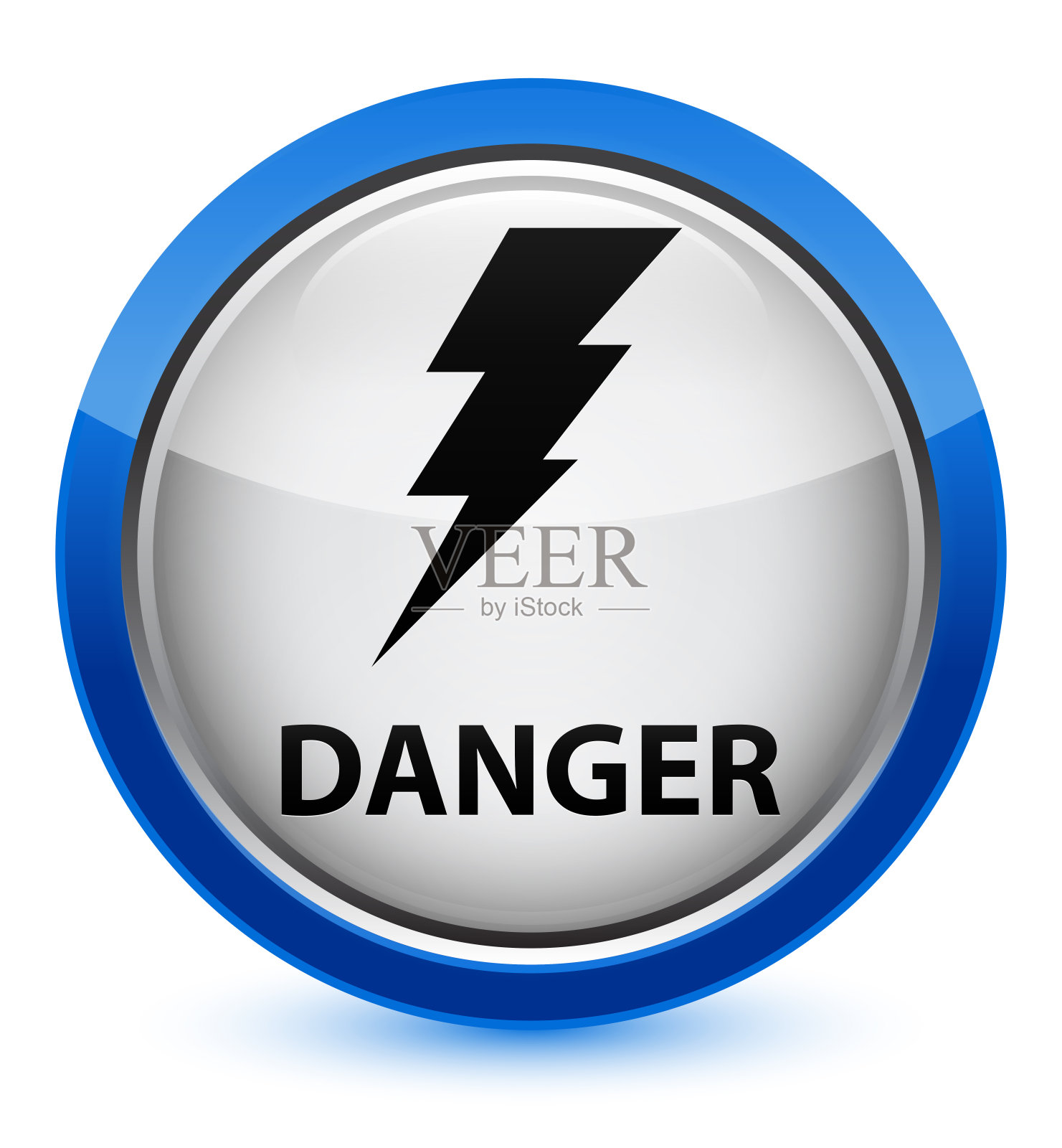 危险(电图标)水晶蓝色圆形按钮插画图片素材