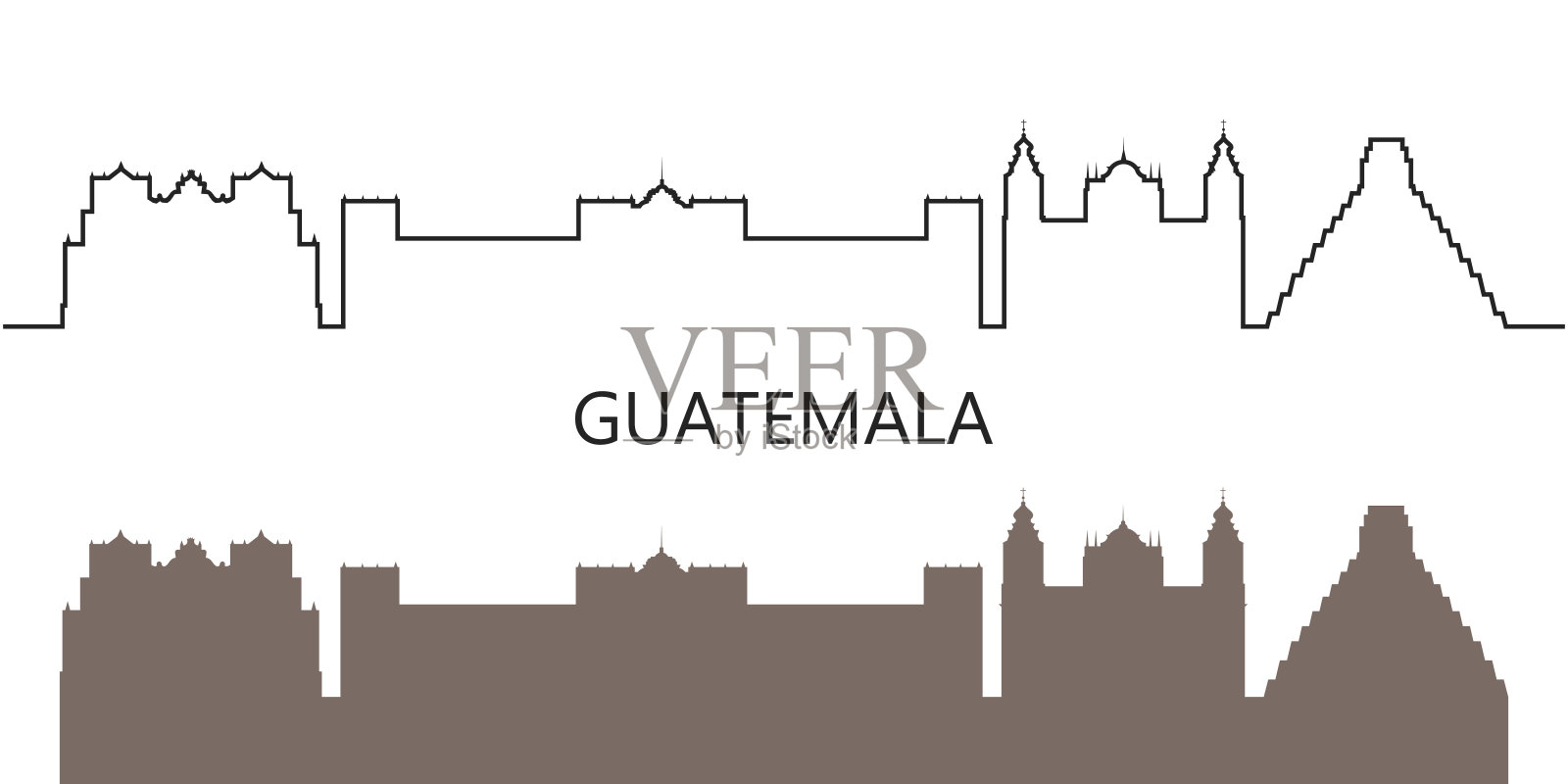 危地马拉的标志。白色背景上孤立的危地马拉建筑插画图片素材