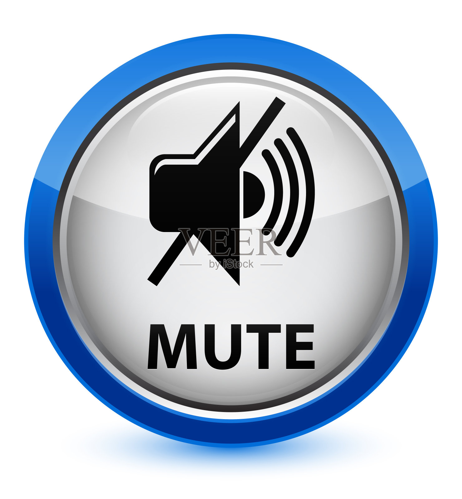 静音水晶蓝色圆形按钮插画图片素材