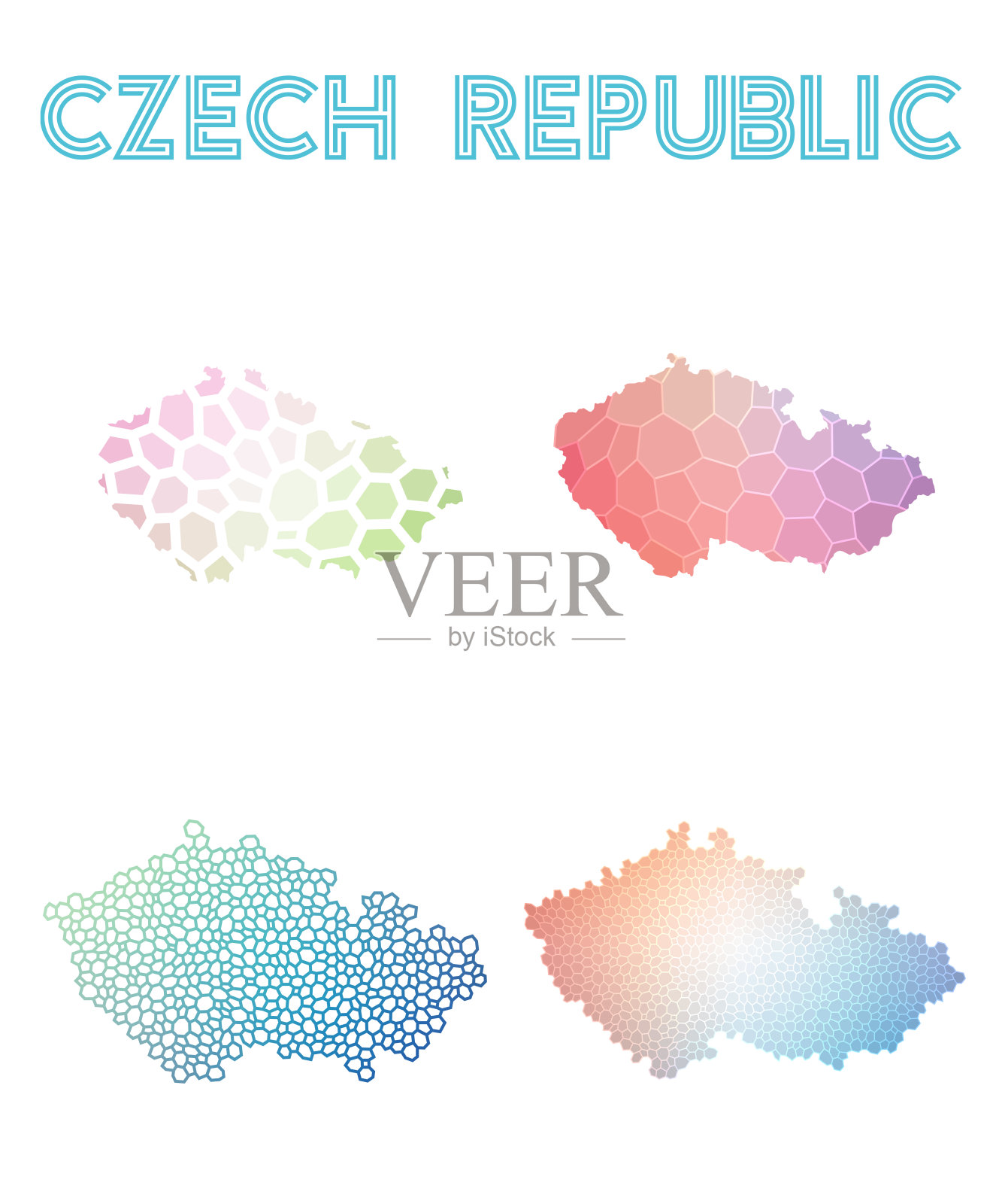 捷克共和国多边形地图。插画图片素材