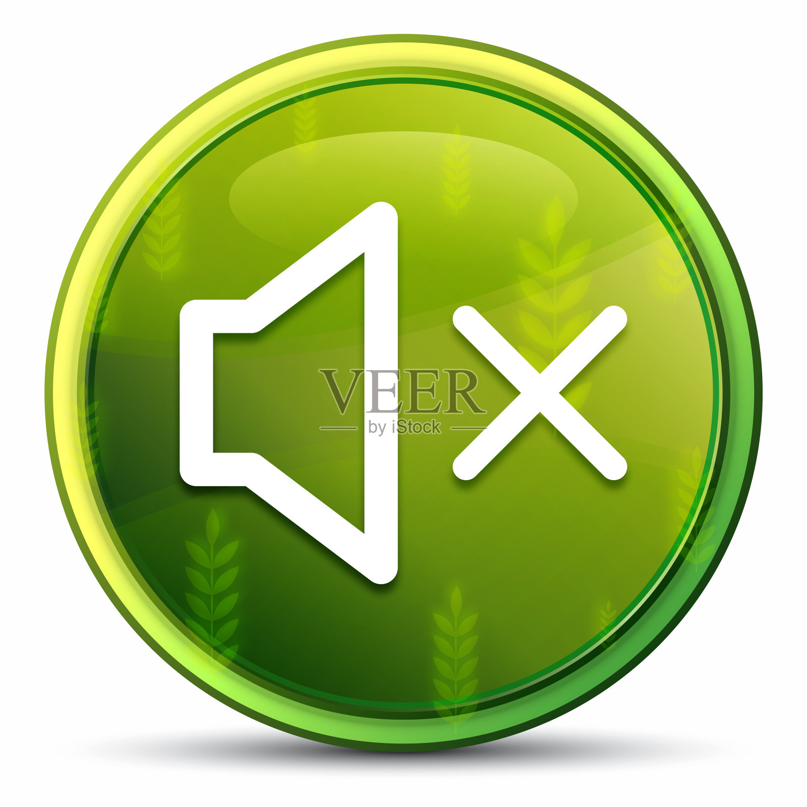 静音扬声器图标春天明亮的自然绿色圆形按钮插图设计元素图片