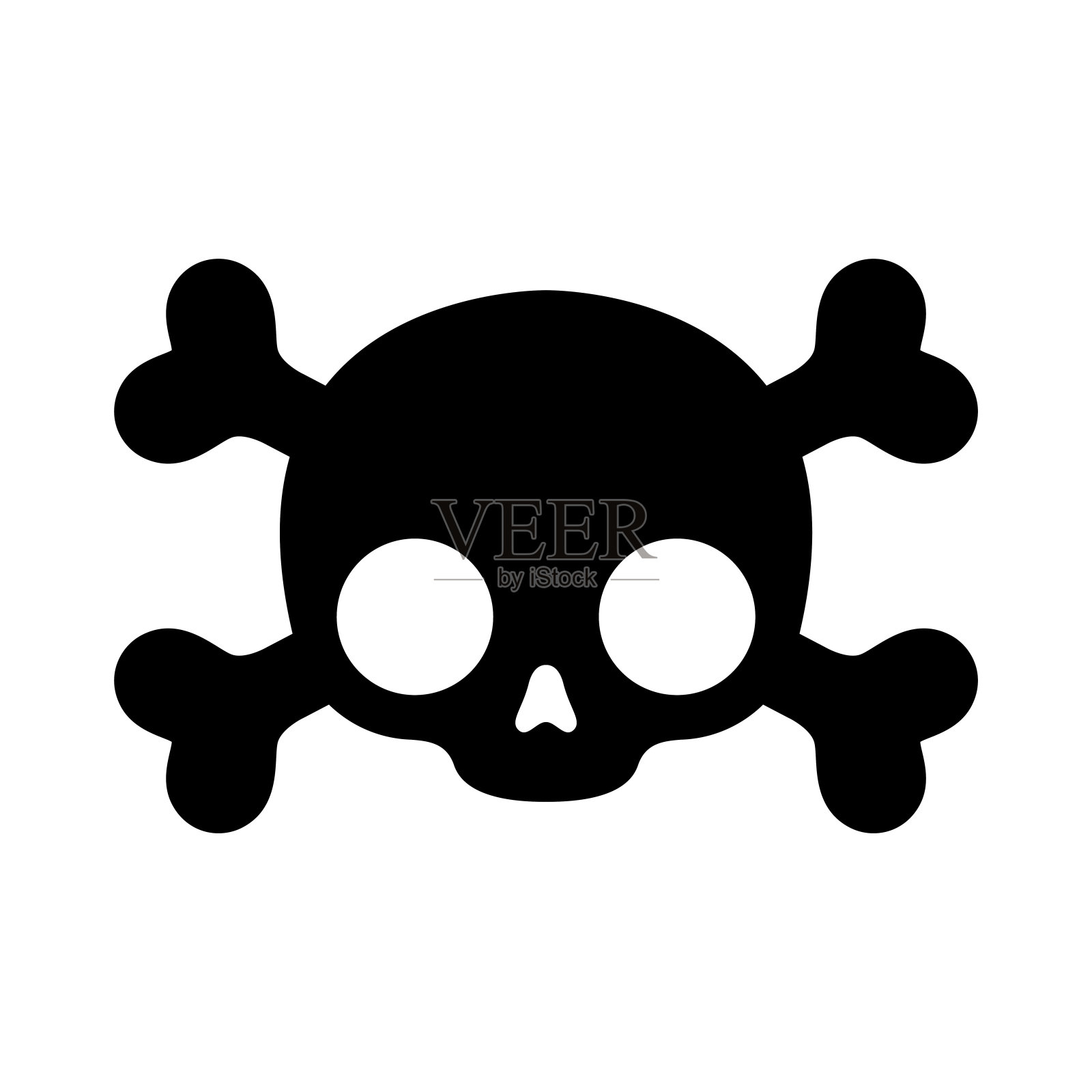 骷髅交叉骨头图标矢量万圣节标志海盗标志骨鬼人物卡通插图涂鸦设计插画图片素材