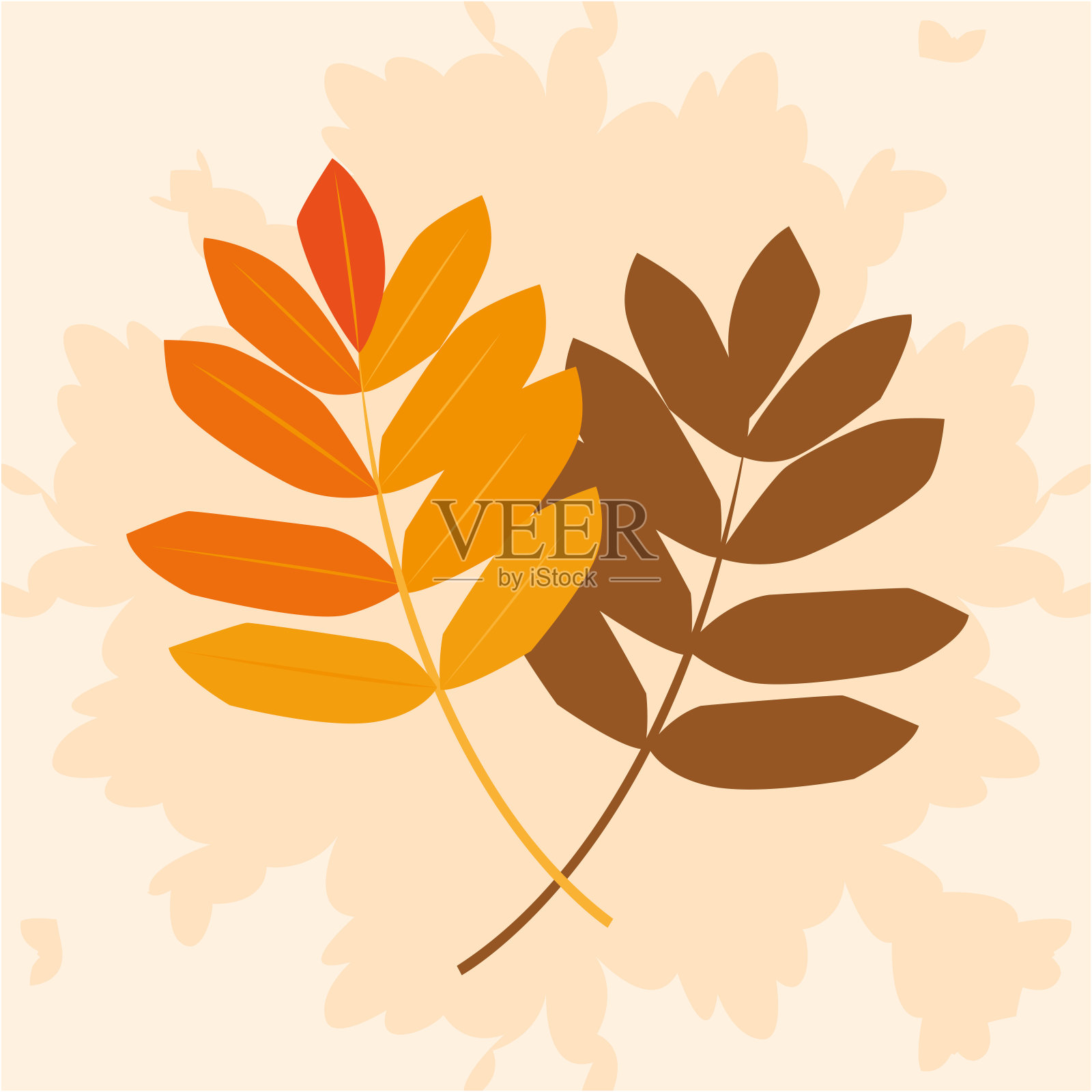 你好秋季海报与树枝和树叶插画图片素材