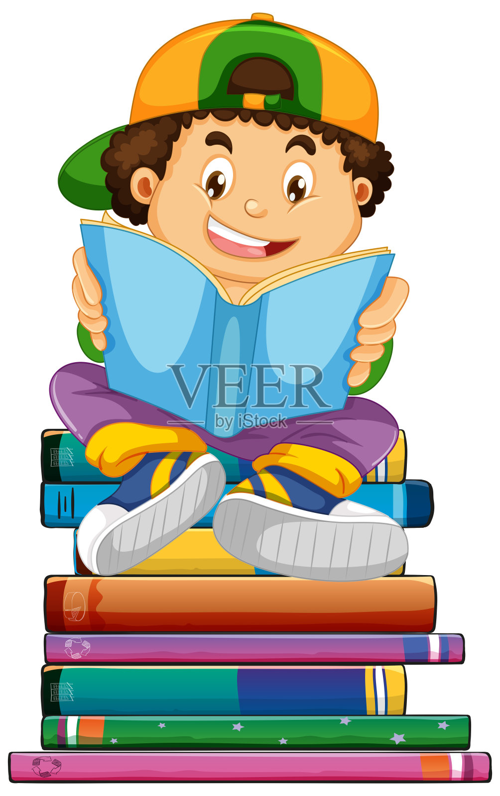 可爱的男孩在孤立的白色背景插画图片素材