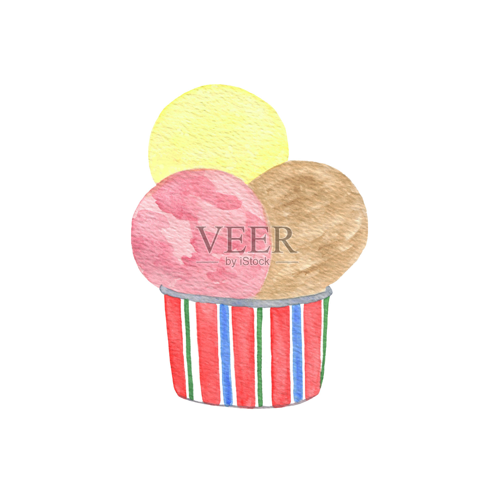 三勺冰淇淋插画图片素材