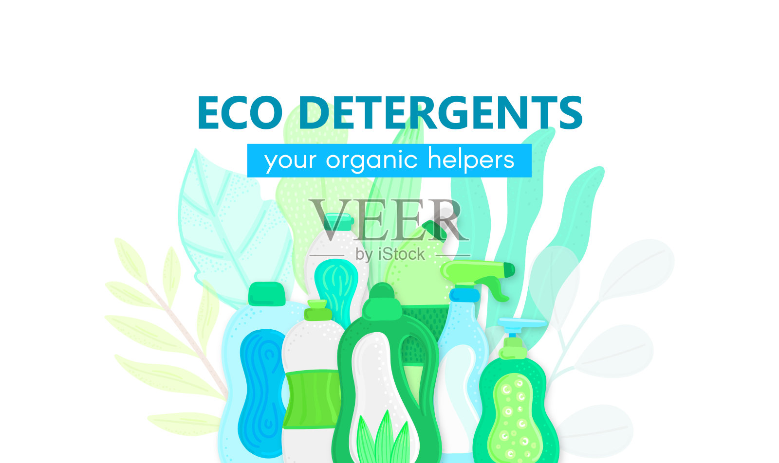 矢量背景与环保家居清洁用品。天然的清洁剂。着陆页模板插画图片素材